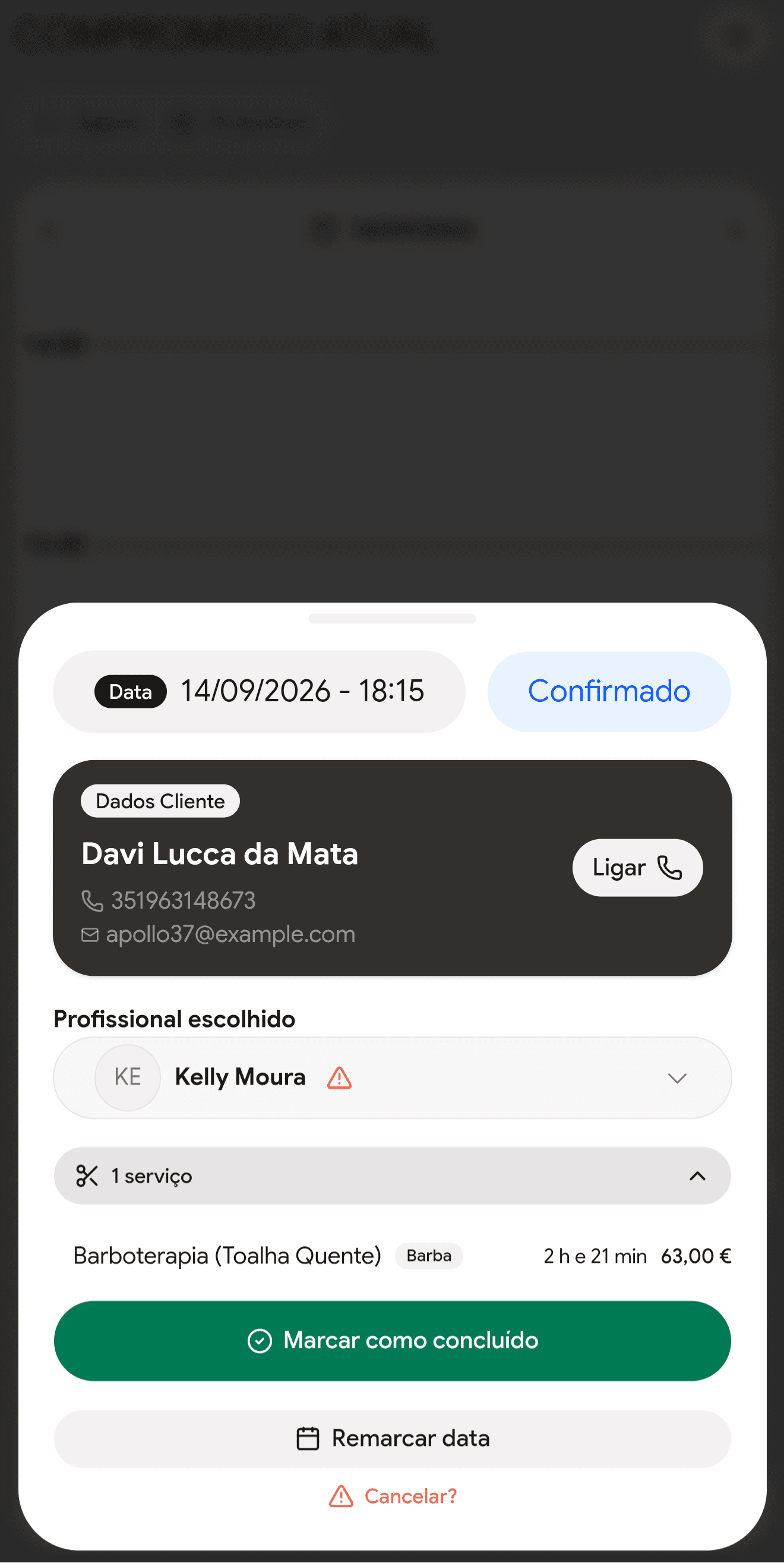 Reserva em tempo real