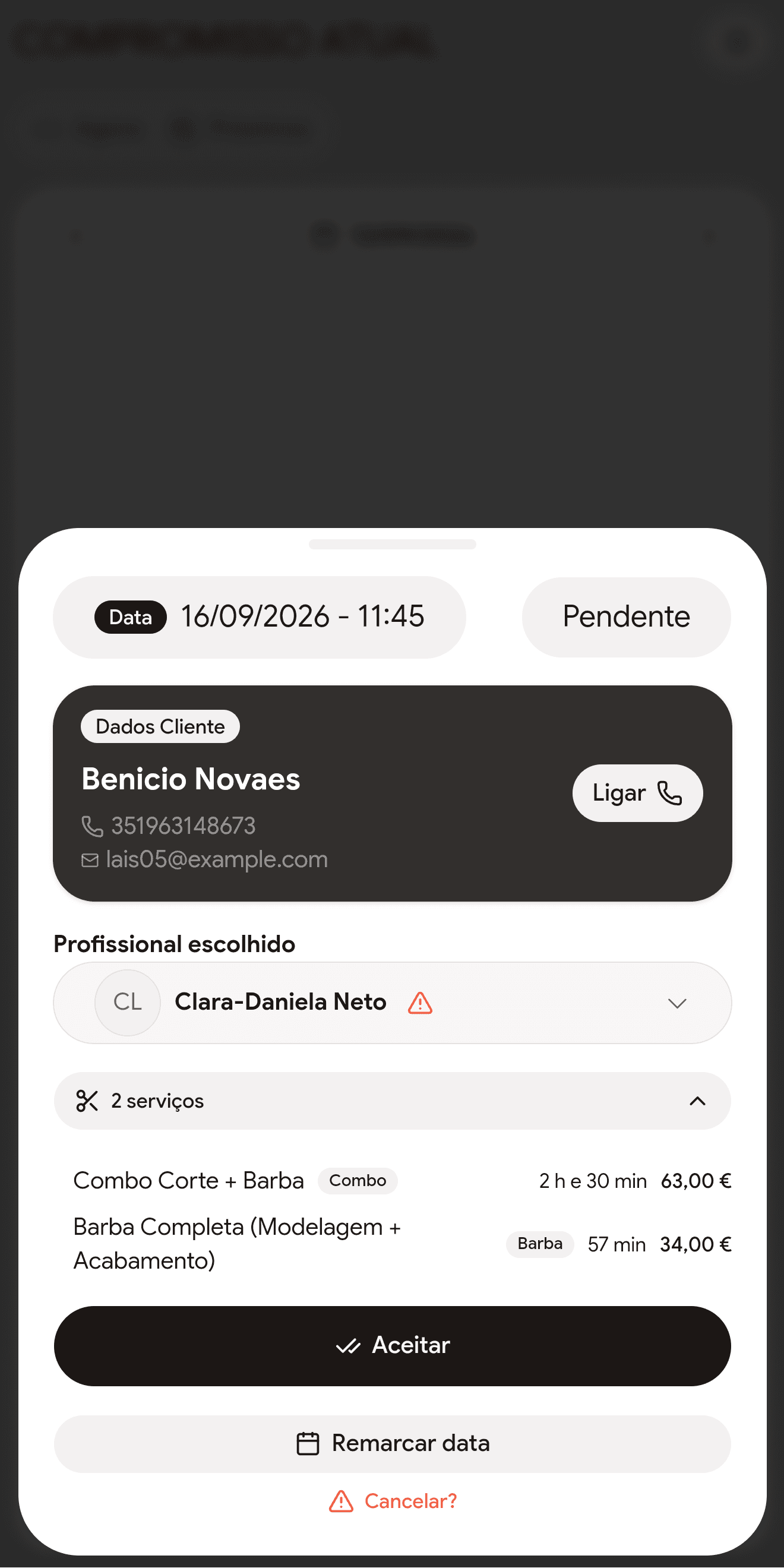 Reserva em tempo real