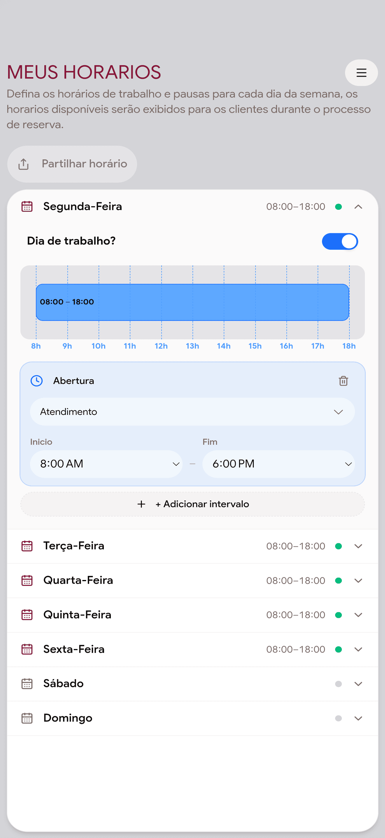Reserva em tempo real