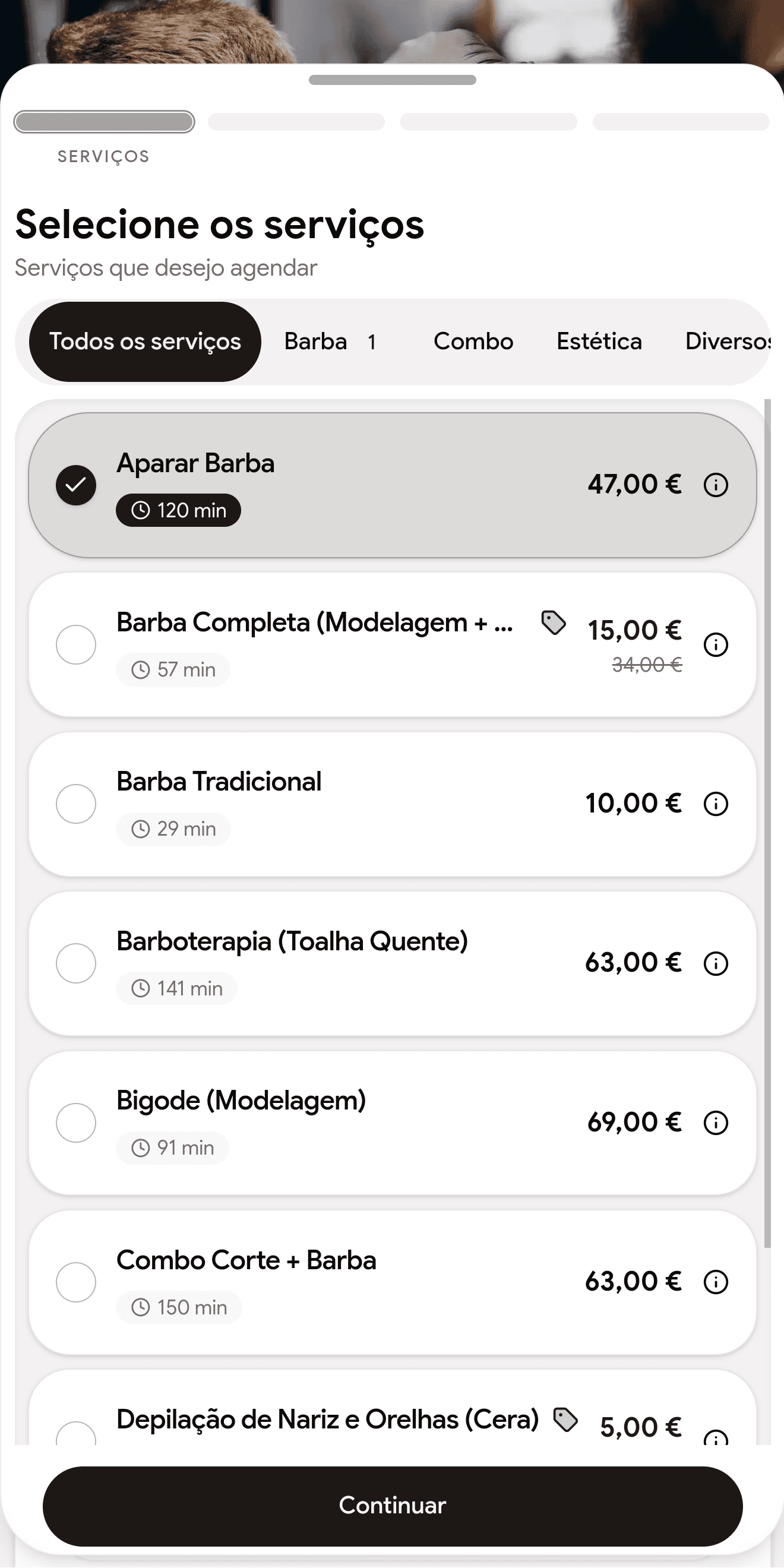 Reserva em tempo real