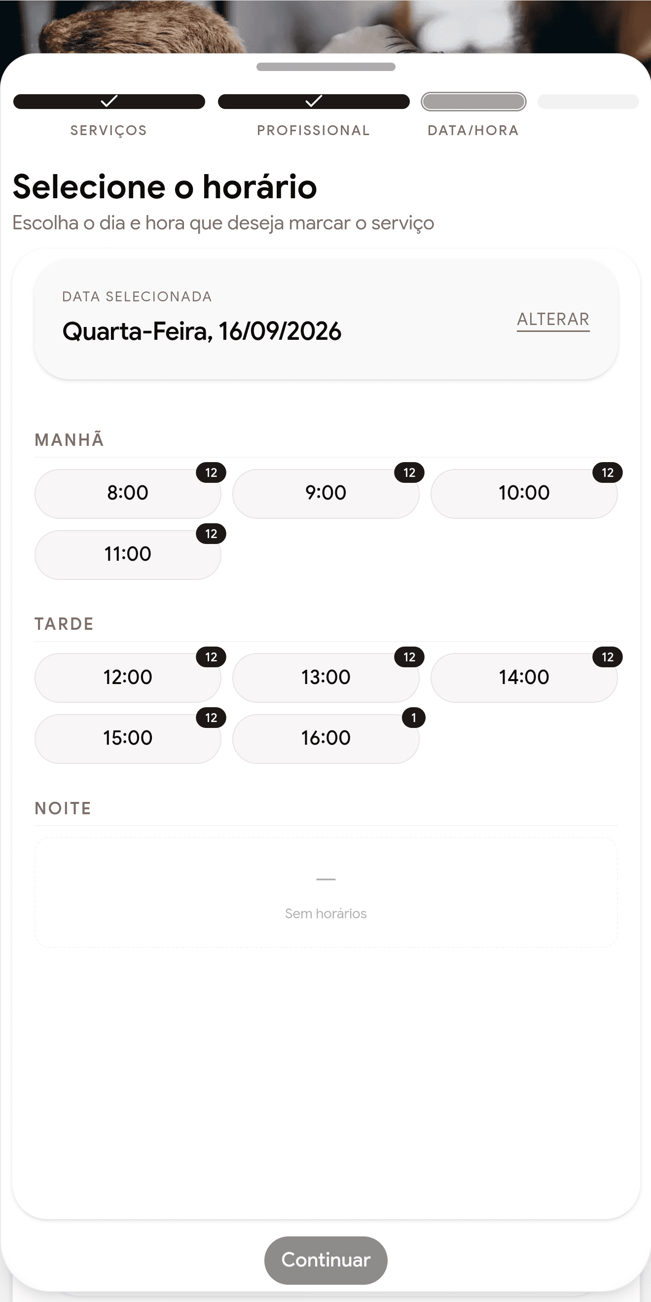 Reserva em tempo real