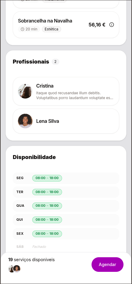 Reserva em tempo real