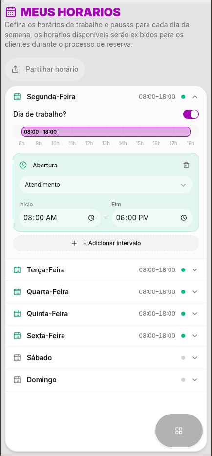 Reserva em tempo real
