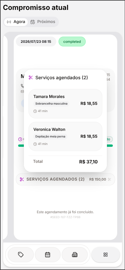 Reserva em tempo real